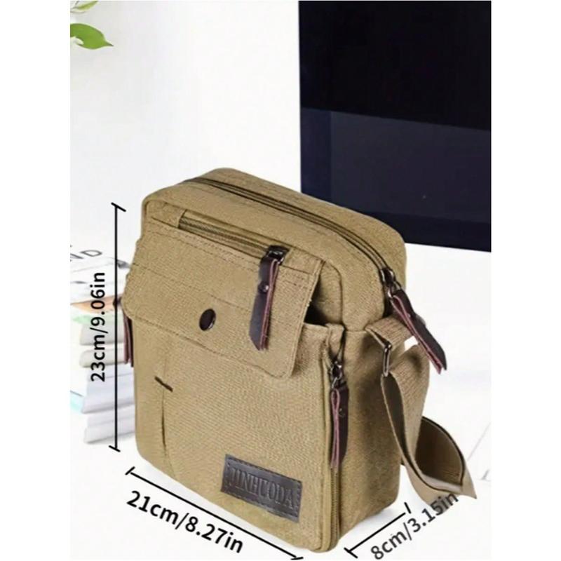 Men's Canvas Messenger Bag: Stylish Shoulder Bag With Multiple Pockets - Perfect For Outdoor Travel! Crossbody Bag Sling Bag Side Bag Square Bag For Holiday Travel Essentials School Bag For College Studnets Summer Gifts For Boyfriend Men Gifts