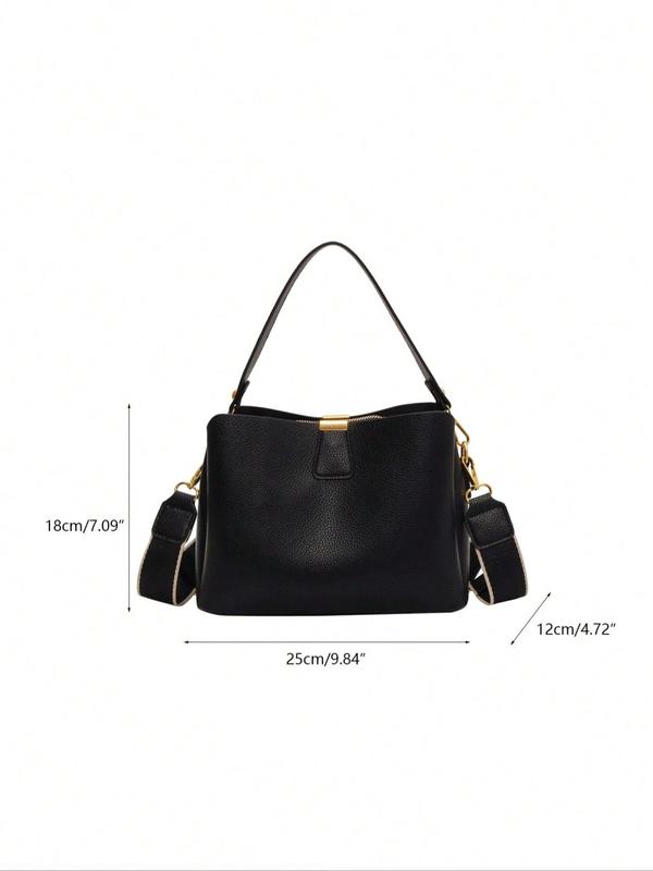 Women's Fashionable Solid Color Bucket Bag, Casual Versatile PU Leather Crossbody Bag, Trendy All-match Commuter Bag for Daily Used