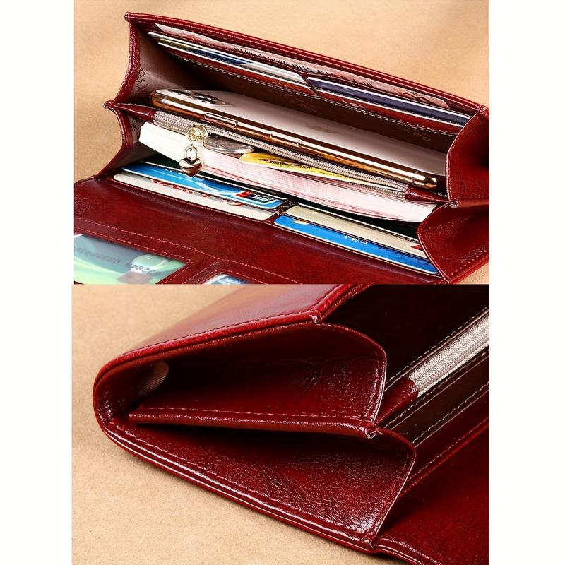 Genuine Leather Wallet Women's Long Clutch Large Capacity Card Bag All-in-One Multifunctional Money Clip