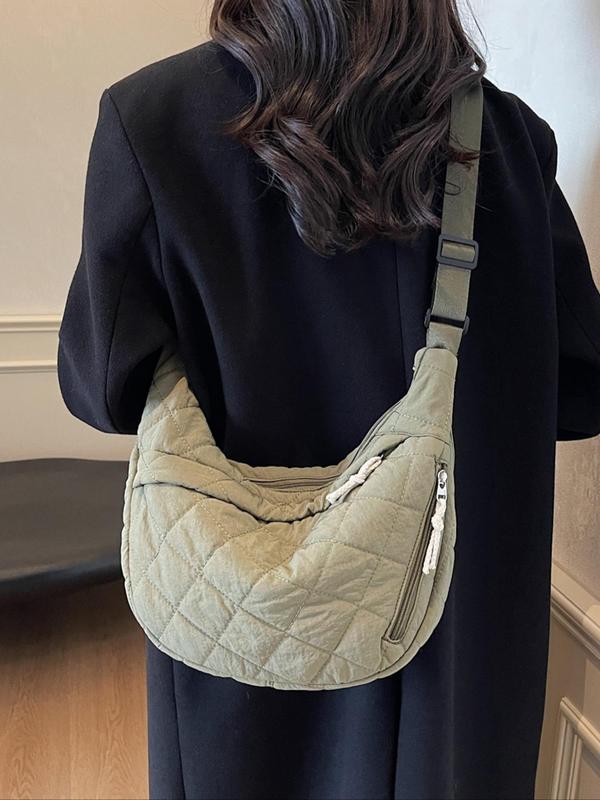 Women's Elegant Solid Color Quilted Design Crossbody Bag, Fashionable Knot Design Shoulder Bag for Daily Used, Casual Trendy Versatile High-quality Daily Commuting Bag