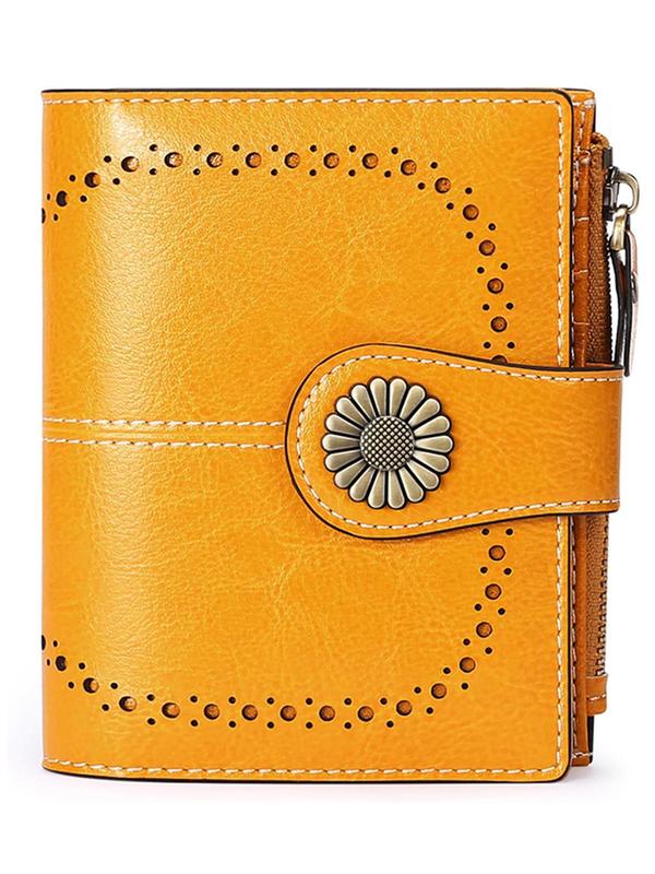 Women's Fashionable Flower Decorated Zipper Short Wallet, Casual Versatile Card Holder, Trendy Wallet for Daily Use