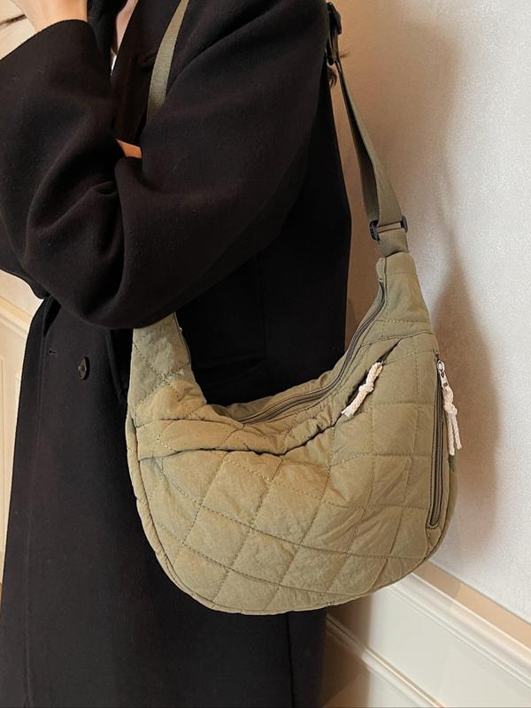 Women's Elegant Solid Color Quilted Design Crossbody Bag, Fashionable Knot Design Shoulder Bag for Daily Used, Casual Trendy Versatile High-quality Daily Commuting Bag