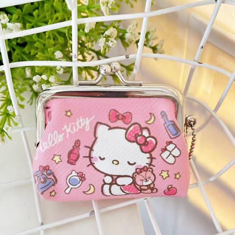 Cute Cartoon Pattern Oval coin Wallet, Kitty enclosed PU leather small wallet with cartoon anime design for girls, cartoon storage bag wallet, Best Gift for Girls