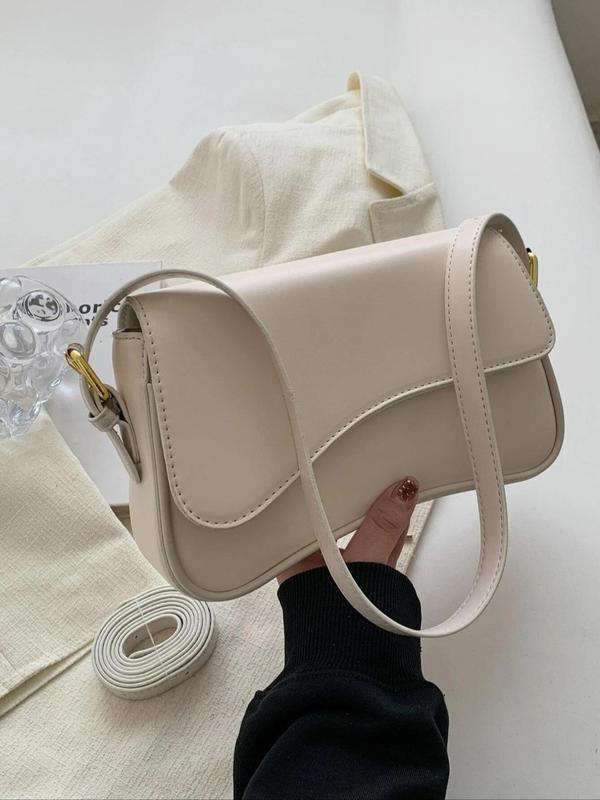 Women's Summer Outfits 2024 Plain Color Saddle Everyday Shoulder Bag & Crossbody Bag, Elegant Magnetic Closure Flap Saddle Bag for Daily & Back To School As Girlfriend Gifts, for Fall Fall Outfits