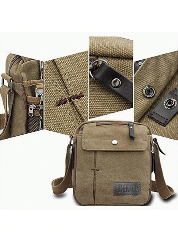 Men's Canvas Messenger Bag: Stylish Shoulder Bag With Multiple Pockets - Perfect For Outdoor Travel! Crossbody Bag Sling Bag Side Bag Square Bag For Holiday Travel Essentials School Bag For College Studnets Summer Gifts For Boyfriend Men Gifts