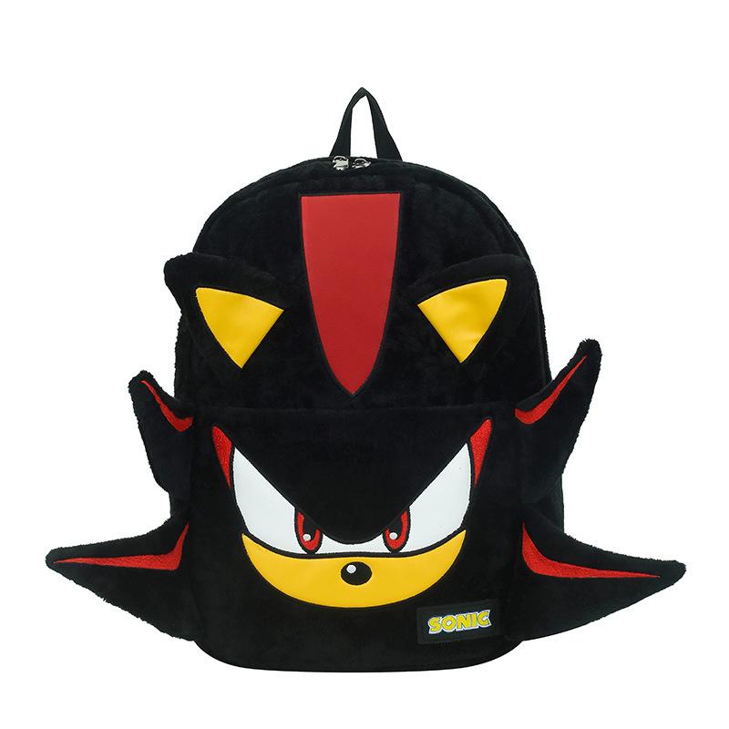 Cartoon Backpack Sonic Shadow Black Plush Backpack For Youth Mens and Womens Travel Bag