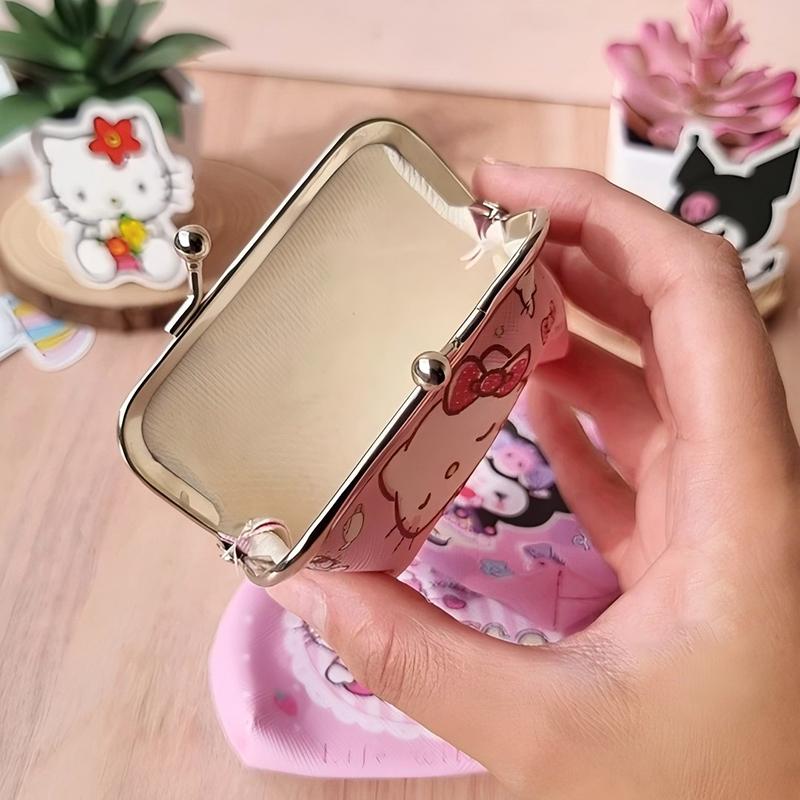 Cute Cartoon Pattern Oval coin Wallet, Kitty enclosed PU leather small wallet with cartoon anime design for girls, cartoon storage bag wallet, Best Gift for Girls