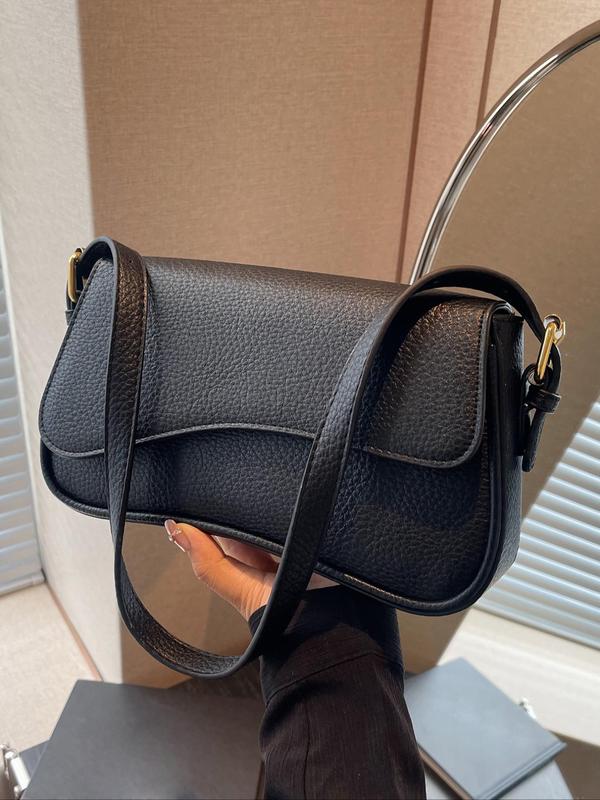 Women's Summer Outfits 2024 Plain Color Saddle Everyday Shoulder Bag & Crossbody Bag, Elegant Magnetic Closure Flap Saddle Bag for Daily & Back To School As Girlfriend Gifts, for Fall Fall Outfits