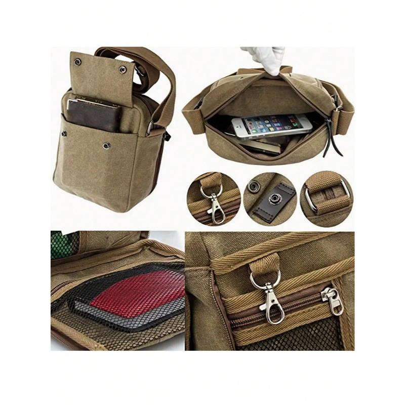 Men's Canvas Messenger Bag: Stylish Shoulder Bag With Multiple Pockets - Perfect For Outdoor Travel! Crossbody Bag Sling Bag Side Bag Square Bag For Holiday Travel Essentials School Bag For College Studnets Summer Gifts For Boyfriend Men Gifts