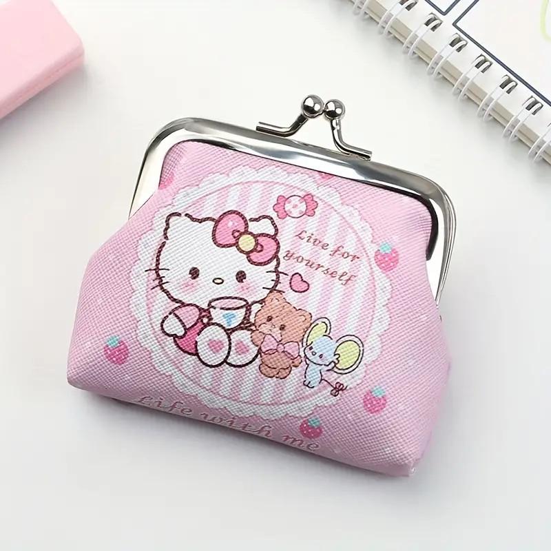 Cute Cartoon Pattern Oval coin Wallet, Kitty enclosed PU leather small wallet with cartoon anime design for girls, cartoon storage bag wallet, Best Gift for Girls