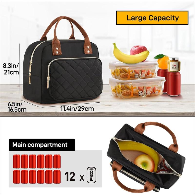 Lunch Bag for Woman Man Adults with Front Pocket Insulated Lunch Tote Lunch Box Container for Work Picnic or Travel(Cow)