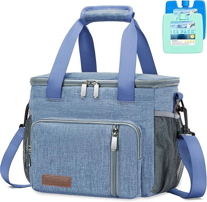 Insulated Lunch Bags for Men Women Lunch Bags Large Lunch Box Leakproof Soft Cooler Tote Bag (Blue, 12L)