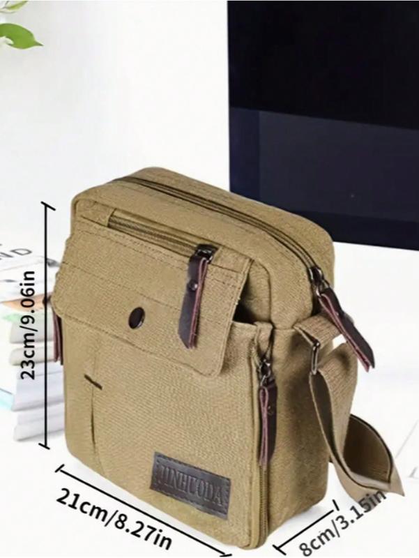 Men's Canvas Messenger Bag: Stylish Shoulder Bag With Multiple Pockets - Perfect For Outdoor Travel! Crossbody Bag Sling Bag Side Bag Square Bag For Holiday Travel Essentials School Bag For College Studnets Summer Gifts For Boyfriend Men Gifts