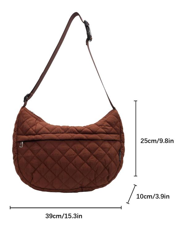 Women's Solid Color Quilted Tote Bag, Fashionable Large Capacity Lightweight Shoulder Bag, Casual Trendy Versatile Commuter Bag for Daily Use