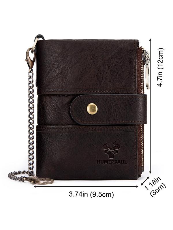 Men's Crazy Rfid Blocking Wallet, Multifunction Short Wallet for Daily Use, Including Card Holder, Photo Window, Coin Pocket, Banknote Compartment