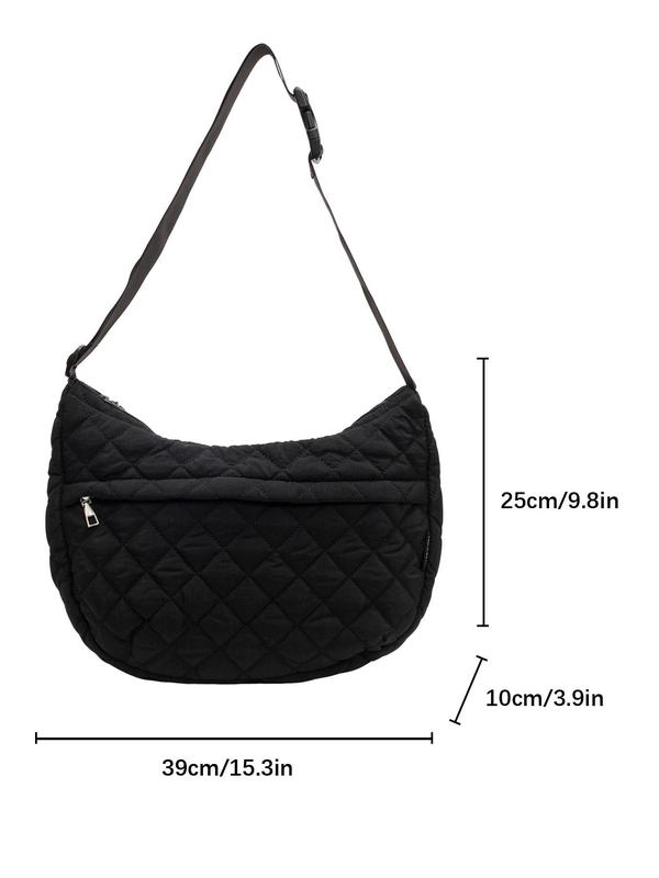 Women's Solid Color Quilted Tote Bag, Fashionable Large Capacity Lightweight Shoulder Bag, Casual Trendy Versatile Commuter Bag for Daily Use