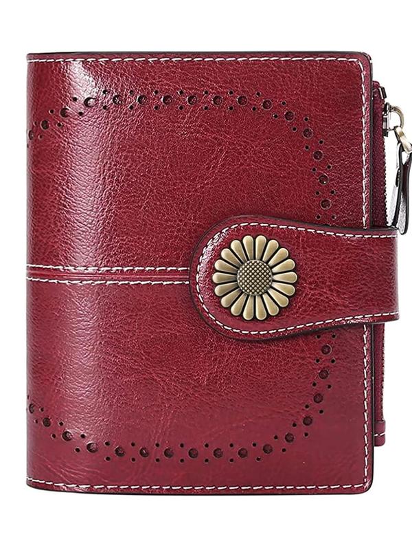 Women's Fashionable Flower Decorated Zipper Short Wallet, Casual Versatile Card Holder, Trendy Wallet for Daily Use