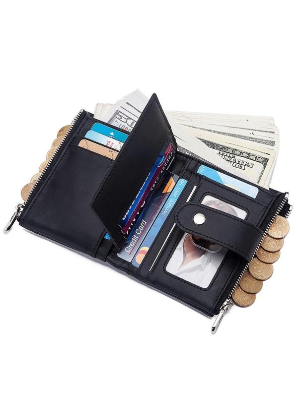 Men's Crazy Rfid Blocking Wallet, Multifunction Short Wallet for Daily Use, Including Card Holder, Photo Window, Coin Pocket, Banknote Compartment