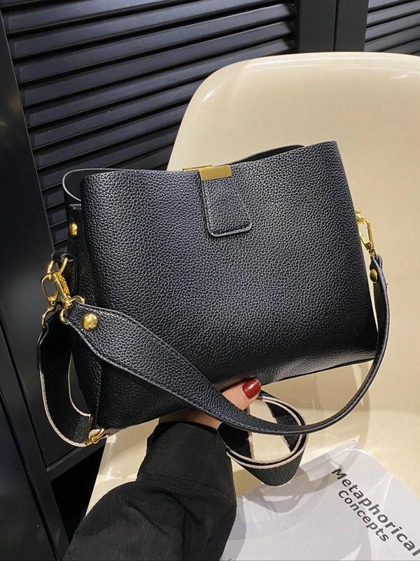 Women's Fashionable Solid Color Bucket Bag, Casual Versatile PU Leather Crossbody Bag, Trendy All-match Commuter Bag for Daily Used