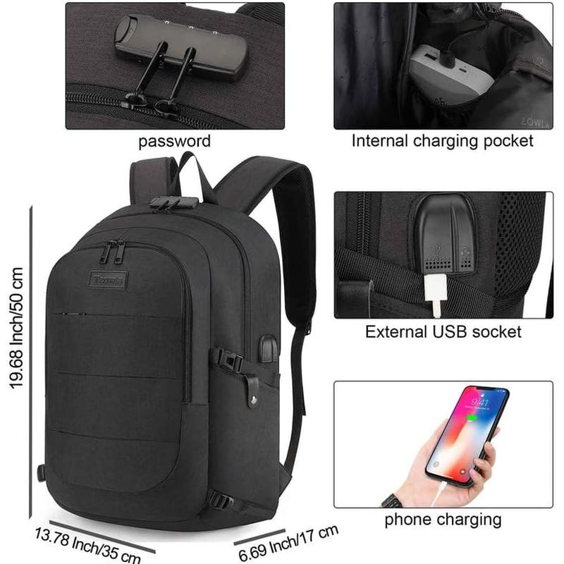 Tzowla Travel Laptop Backpack Water Resistant Anti-Theft Bag with USB Charging Port and Lock 15.6 Inch Computer Business Backpacks for Women Men Work College Gift,Casual Daypack Tzowla