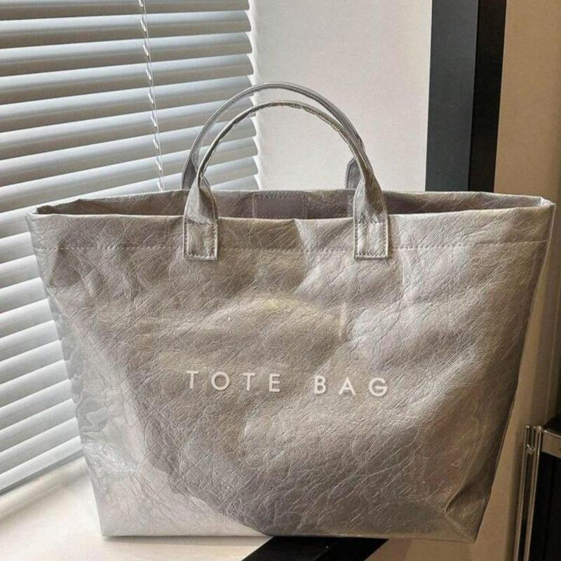 Women's Minimalist Letters Print Tote Bag, Large Capacity Shoulder Bag for Women & Girls, Casual Trendy Versatile All-match Daily Commuting Bag