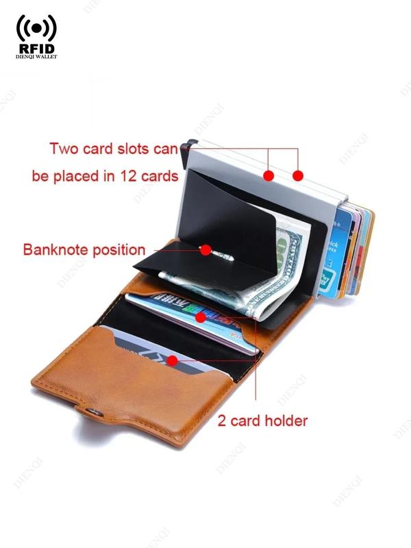 Men's Business Style Minimalist RFID Blocking Card Holder, Casual Trendy Trifold Wallet for Men, Fashionable Card Holder for Daily Use