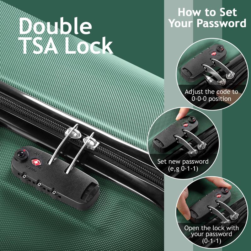 4 Piece Luggage Set, ABS Hard Shell Suitcase Luggage Sets Double Wheels with TSA Lock