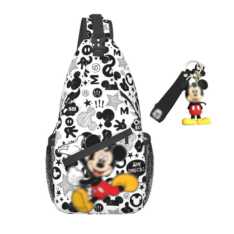 Mickey Mouse Sling Bag for Women Men Anime Crossbody Bag Backpack With Keychain Chest Bag Gifts