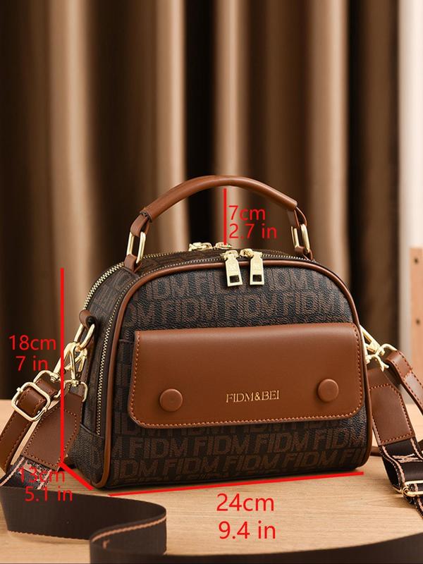 Women's Fashionable All Over Letter Print Handbag & Wallet & Clutch Bag, Casual Versatile PU Leather Crossbody Bag Set, Trendy High-quality Daily Commuting Bag Set