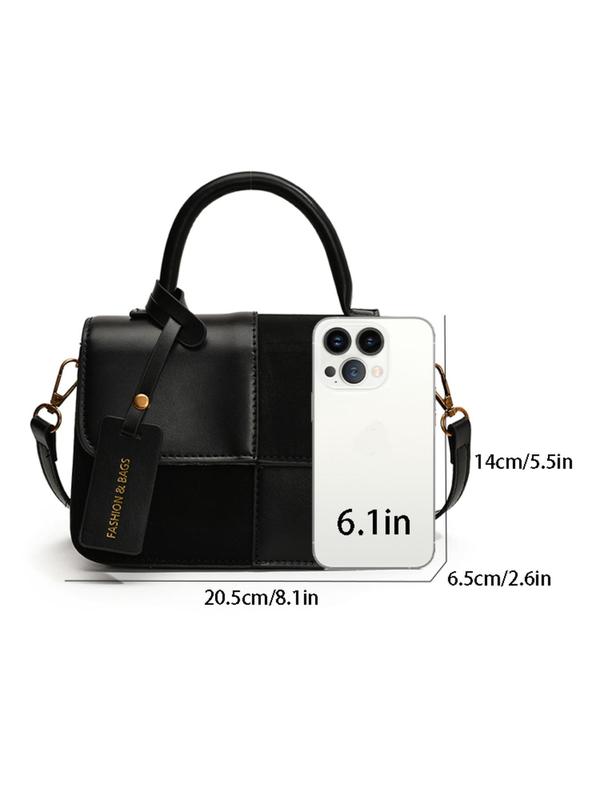 Women's Patchwork Design Crossbody Bag, Fashionable PU Leather Handbag for Daily Used, Casual Trendy Versatile High-quality Daily Commuting Bag