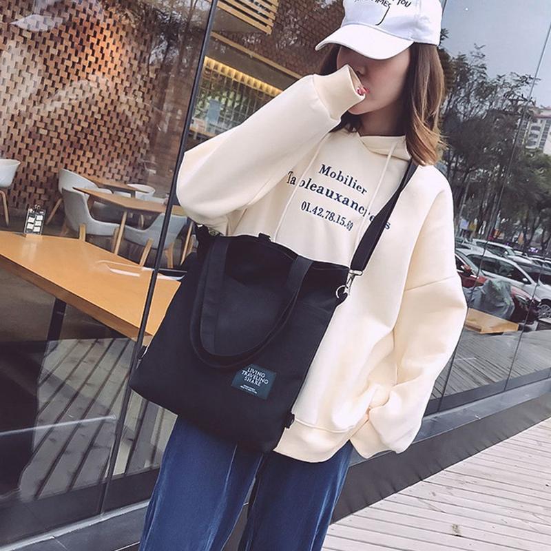 Simple multifunctional tote bag, shoulder bag with zipper, large capacity canvas backpack, multifunctional messenger bag, spacious and fashionable handbag, women's canvas shopping bag, shoulder bag with zipper, canvas messenger bag