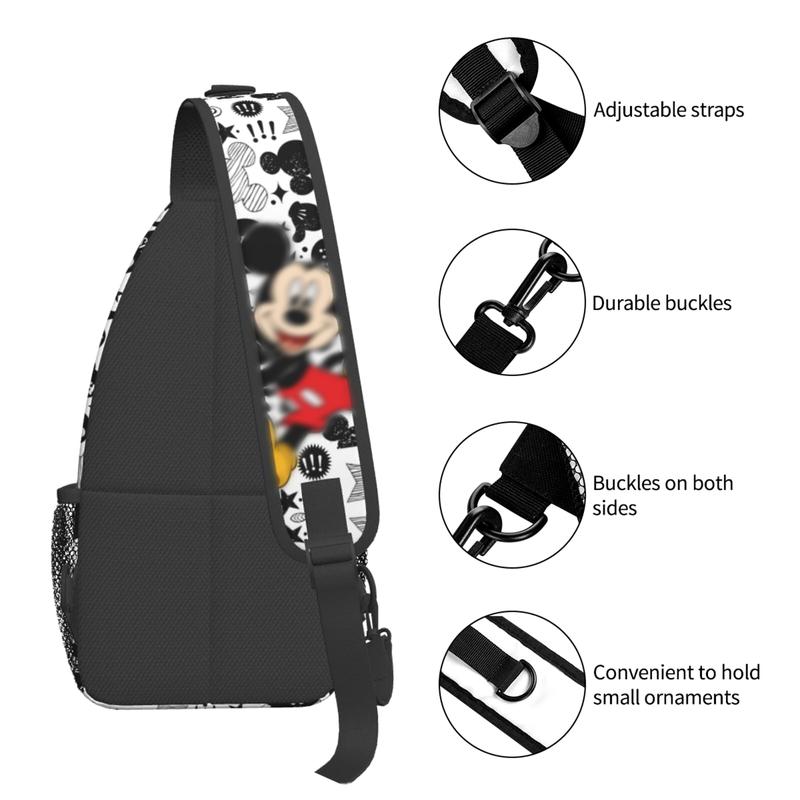 Mickey Mouse Sling Bag for Women Men Anime Crossbody Bag Backpack With Keychain Chest Bag Gifts