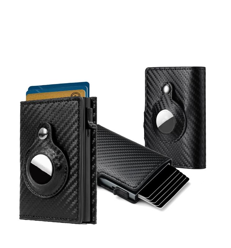 Carbon fiber Leather Card Holder Wallet with Slot，Bank Card Holder RFID Wallet Minimalist Card Holder，key box(1 PACK)