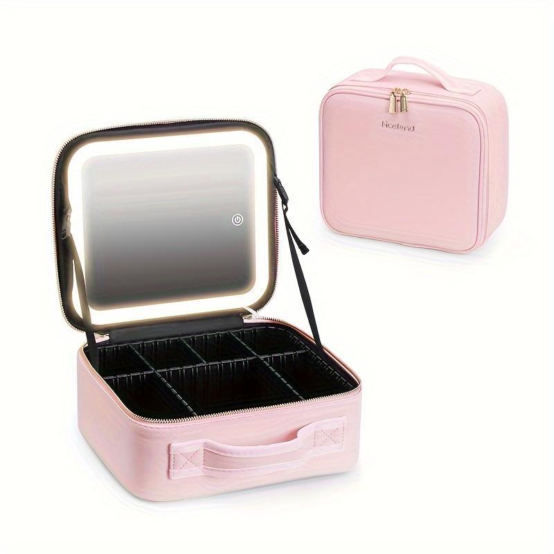 Portable Makeup Case with Mirror, Large Capacity Cosmetic Organizer with Adjustable Dividers, Professional Makeup Tools Storage Box for Women