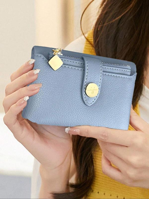 Women's Simple Plain Color Short Wallet,  Casual Versatile Zipper Wallet, Simple All-match Purse for Daily Life