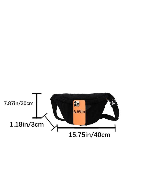 Women's Solid Color Fanny Pack, Fashionable Large Capacity Chest Bag for Daily Used, Casual Trendy Versatile High-quality Daily Commuting Bag