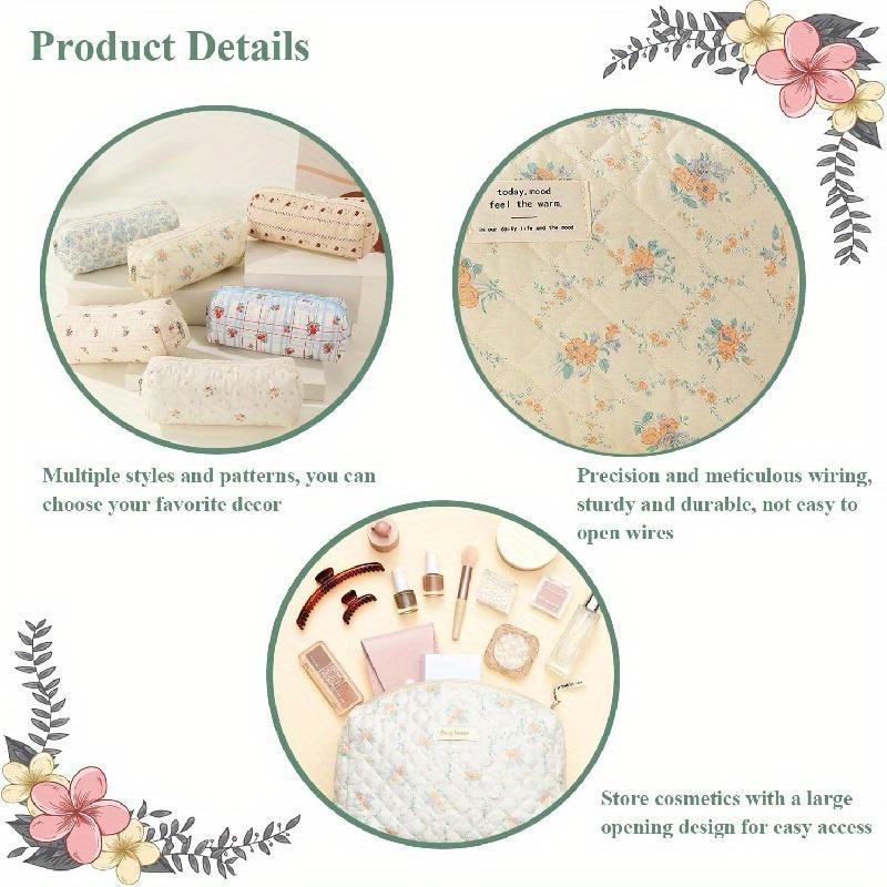 Floral Pattern Makeup Bag Set, 3pcs set Zipper Cosmetic Storage Bag, Multi-use Organizer for Skincare, Cosmetic, Stationery