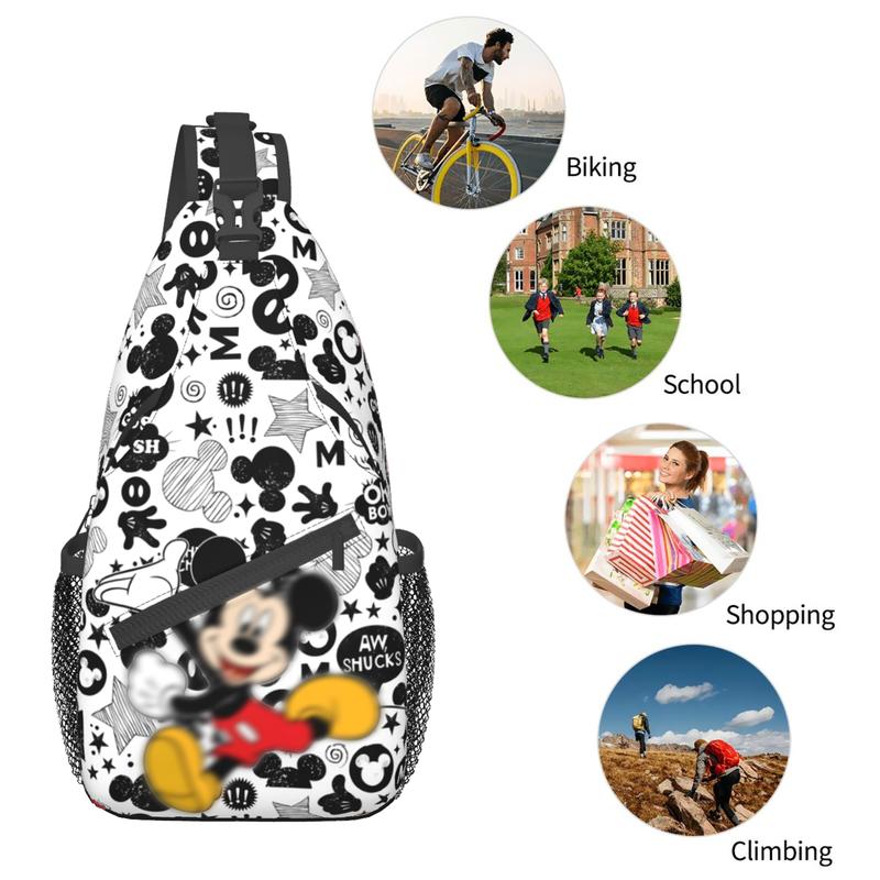 Mickey Mouse Sling Bag for Women Men Anime Crossbody Bag Backpack With Keychain Chest Bag Gifts