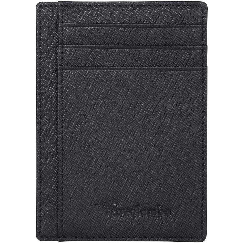 Slim Wallet Front Pocket Minimalist Leather RFID Blocking Medium Size, Black Cros