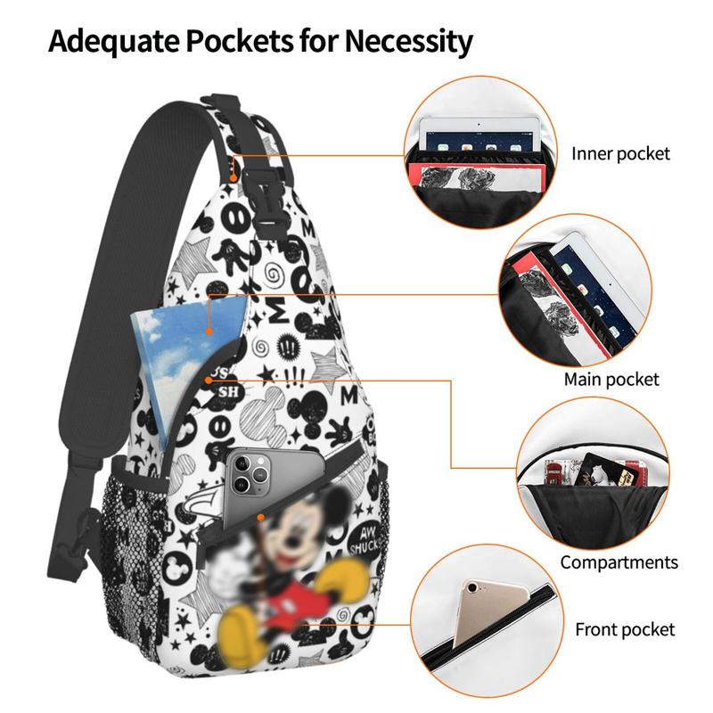 Mickey Mouse Sling Bag for Women Men Anime Crossbody Bag Backpack With Keychain Chest Bag Gifts