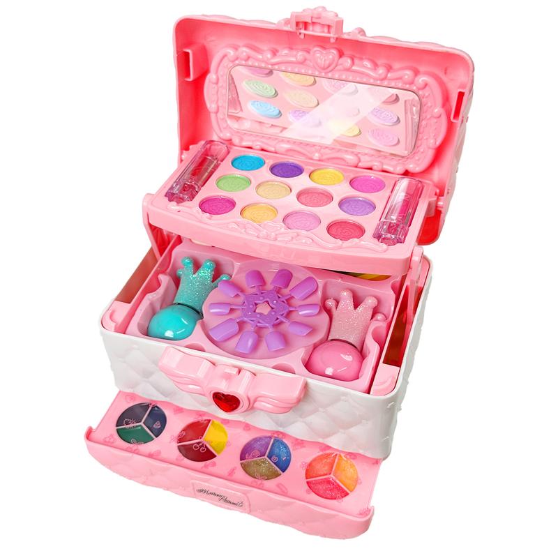 Pink Kid's Handbag for Kids Aged 3, 4, 5, 6 Years Old Multi-layered Kid's Makeup Tools