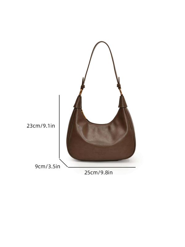 Women's Fashionable Solid Color Hobo Bag, Casual PU Leather Zipper Shoulder Bag for Daily Used, Trendy Versatile High-quality Daily Commuting Bag