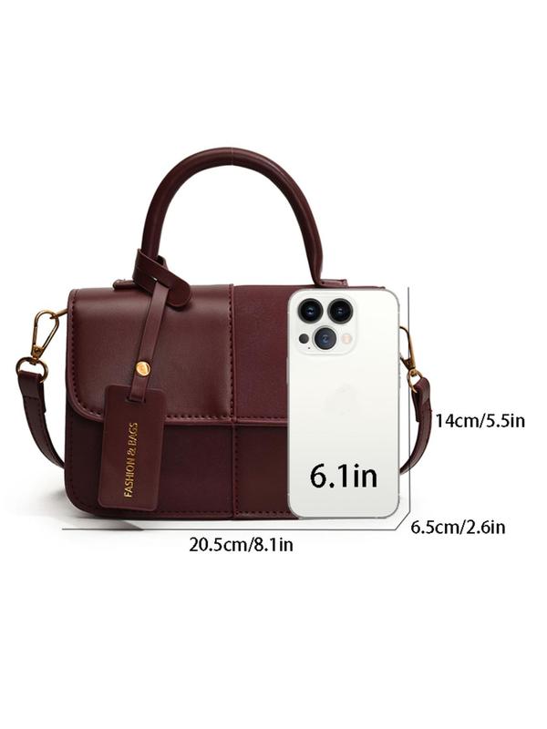 Women's Patchwork Design Crossbody Bag, Fashionable PU Leather Handbag for Daily Used, Casual Trendy Versatile High-quality Daily Commuting Bag