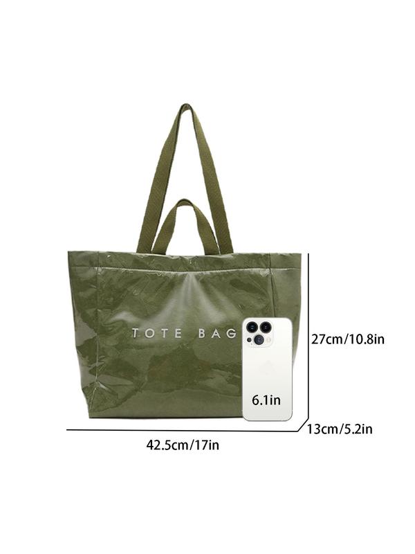 Fashionable Letter Pattern Tote Bag, Large Capacity Commuting Tote Bag, Casual Versatile Shoulder Bag for Women & Girls