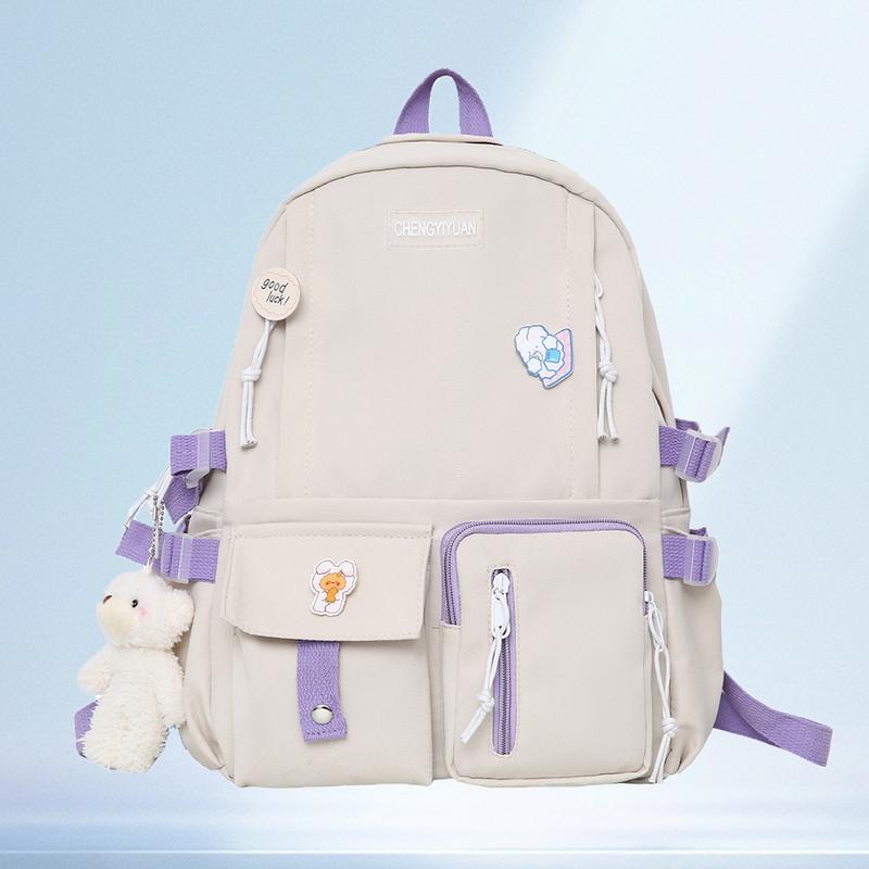 Women's Girls Casual Backpack Fashion School Bags with Cute Pendant Simple Style for Travel Outdoor Sport