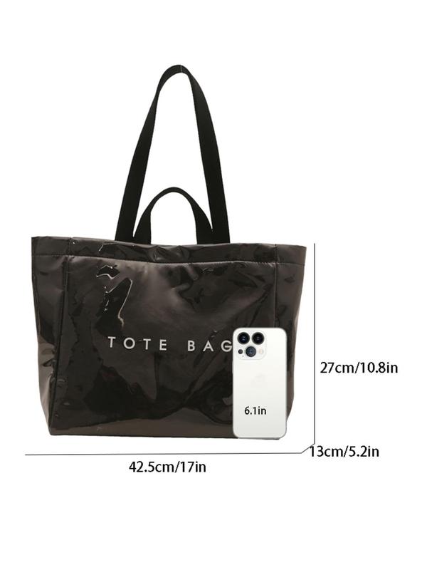 Fashionable Letter Pattern Tote Bag, Large Capacity Commuting Tote Bag, Casual Versatile Shoulder Bag for Women & Girls