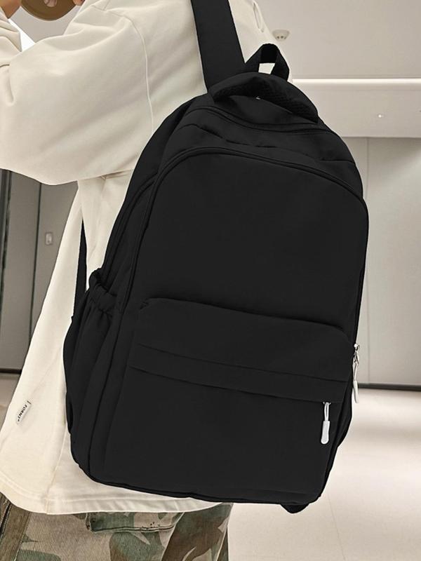 Casual Plain Zipper Backpack, Simple Versatile Computer Backpack for Women and Men, Fashion Backpack for Daily Used