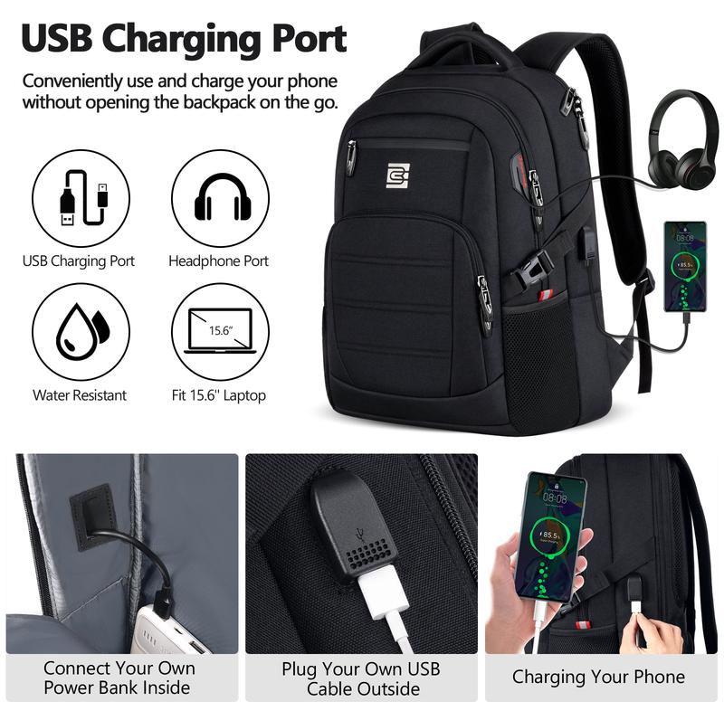 Laptop Backpack for Men Women, Business Travel Laptop Backpack with USB Charging Port, College Bag Daypack for Work, Business Computer Backpack Bag Fit 15.6 Inch Laptop