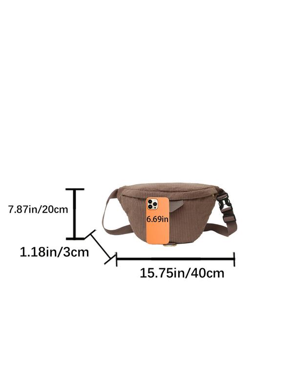 Women's Solid Color Fanny Pack, Fashionable Large Capacity Chest Bag for Daily Used, Casual Trendy Versatile High-quality Daily Commuting Bag