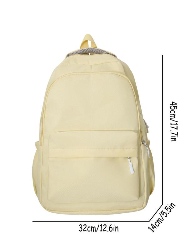 Casual Plain Zipper Backpack, Simple Versatile Computer Backpack for Women and Men, Fashion Backpack for Daily Used